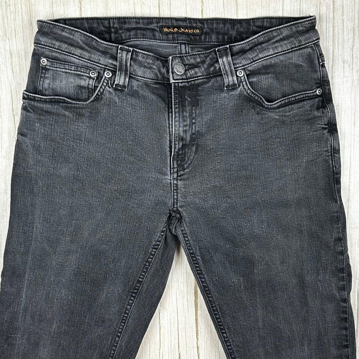 Nudie 'Skinny Lin' Used Black Wash Denim Jeans- Size 33/34