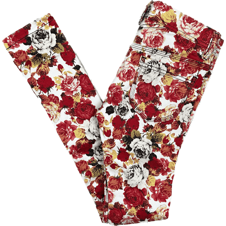 NEW- Emoda Japanese Floral Skinny Jeans -Size 7/8 - Jean Pool