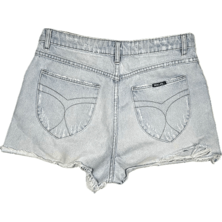 Rollas Dusters Denim Distressed Denim Shorts - Size 14 - Jean Pool