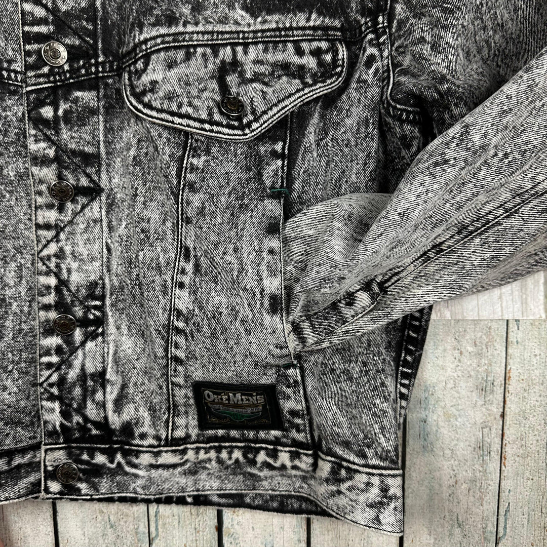 Vintage 80s Mens Acid Wash Denim Jacket by Oke- Size L