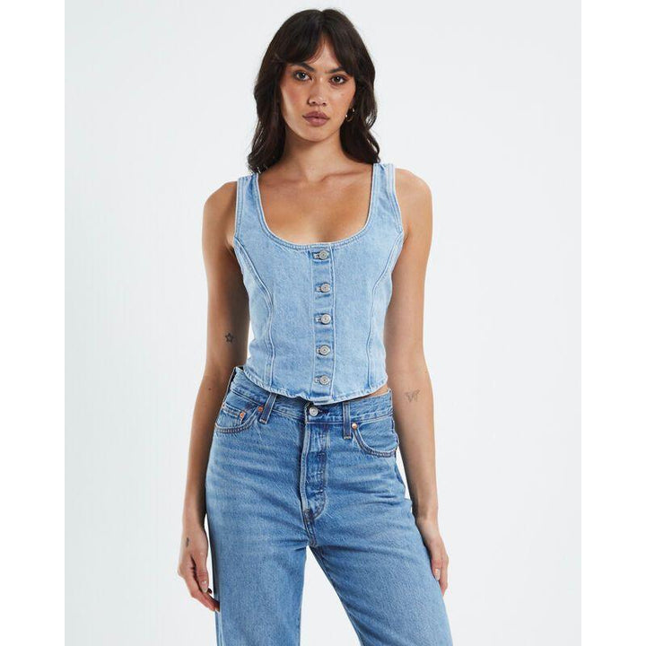 NWT - Levis Ladies Denim Bustier Top- Size M - Jean Pool