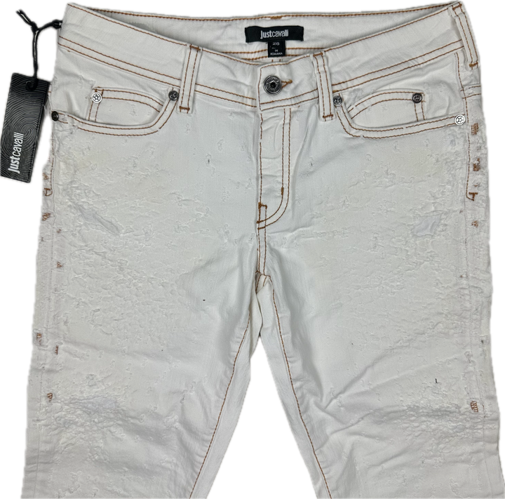 NWT-Just Cavalli Italian Ladies Distress Jeans - Size 28"