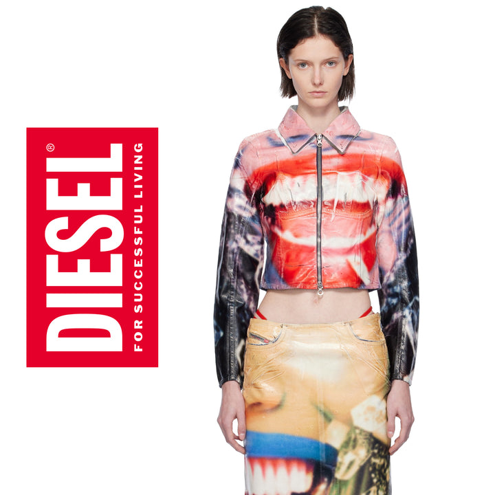 NWT -Diesel ‘De-Smily FSD’ Printed Denim Jacket - Size XXS