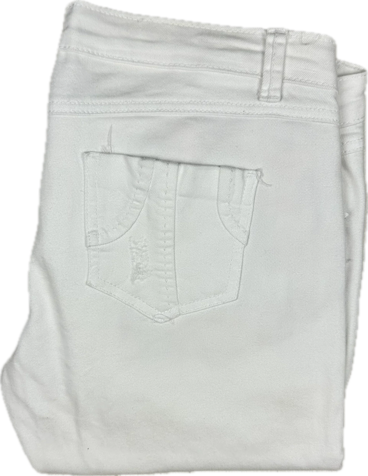 Desigual Embellished White on White Ladies Jeans- Size 28