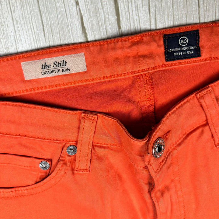 AG Adriano Goldschmied 'the Stilt' Cigarette Slim Fit Orange Jeans- Size 30R - Jean Pool