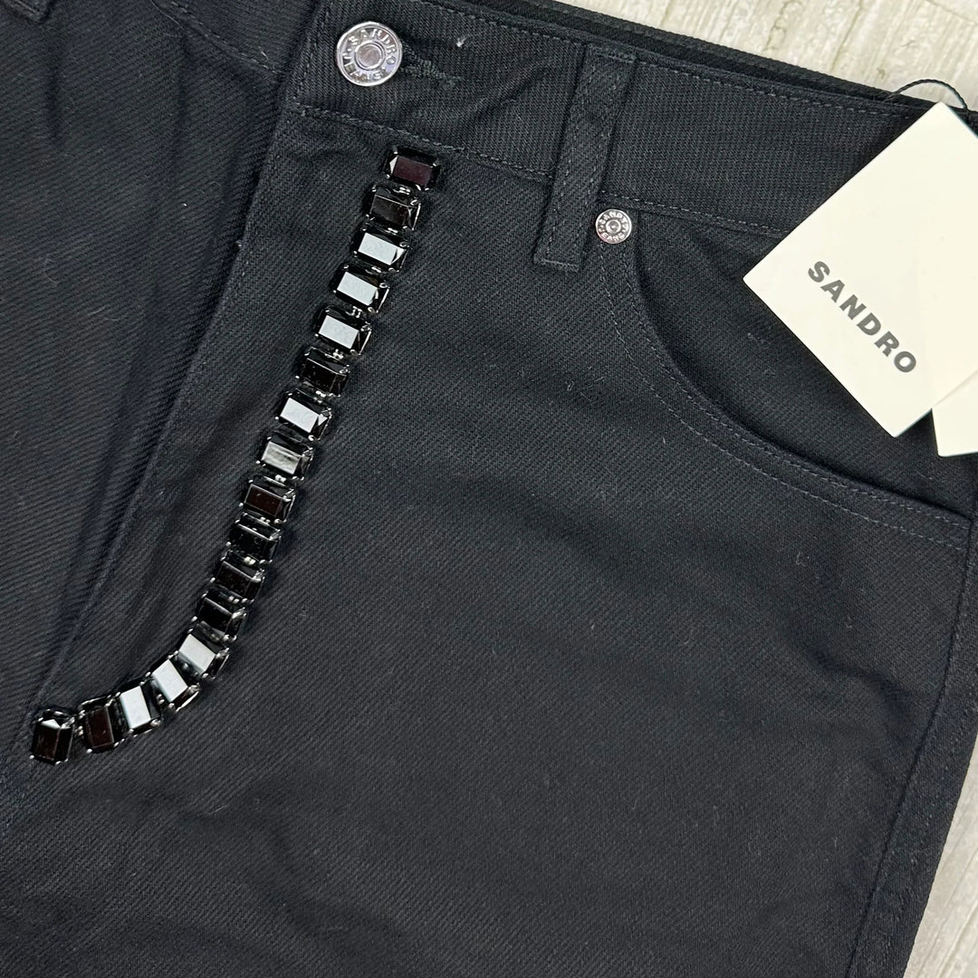 NWT - Sandro Paris 'Andy' Wide Leg Jewelled Jeans - Size 38