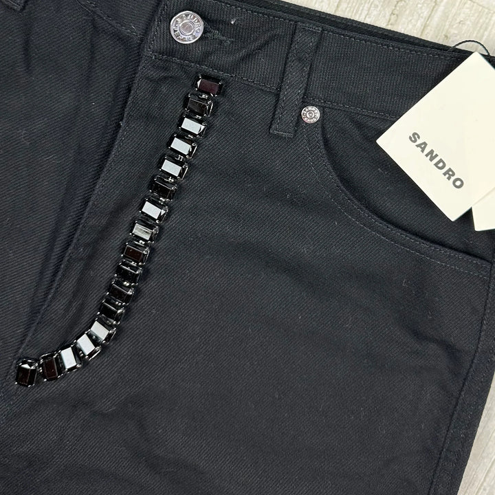 NWT - Sandro Paris 'Andy' Wide Leg Jewelled Jeans - Size 38