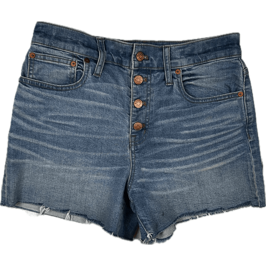 Madewell High Rise Exposed Button Denim Shorts - Size 27 - Jean Pool