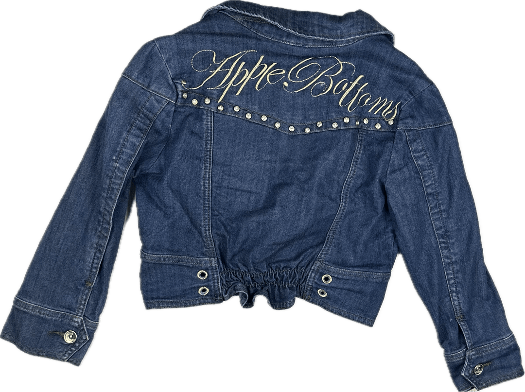 Apple Bottoms Girls Rhinestone Denim Logo Jacket - Jean Pool