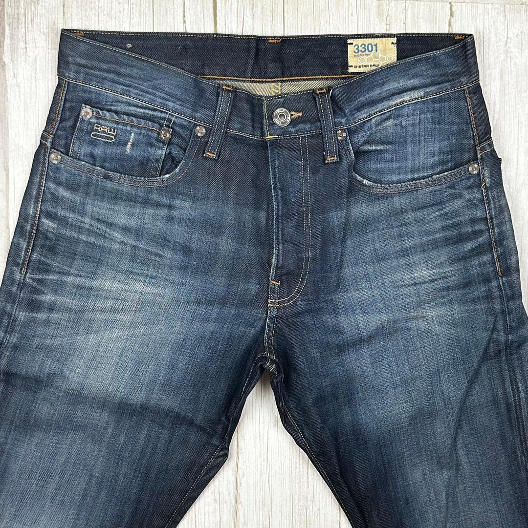 G Star '3301 Straight' Mens Dark Denim Jeans   -Size 31/32