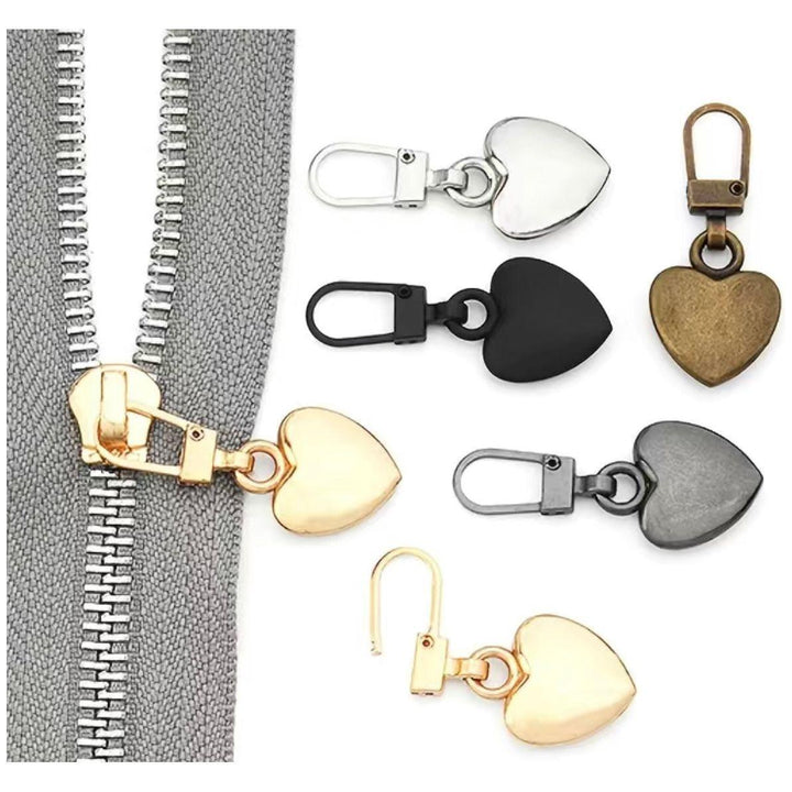 Gold Heart Clip on Zipper Pull Replacement Repair Kit - Jean Pool