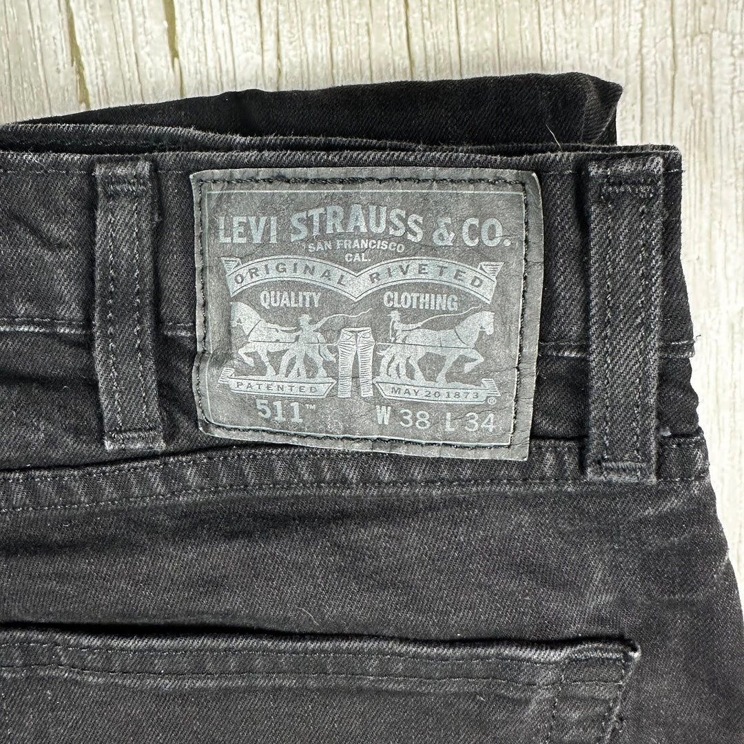 Levis Slim Straight 511 Men's Black Jeans - Size 38/34 - Jean Pool