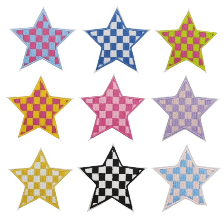 Checkered Star - Embroidered Cloth Patch - Jean Pool