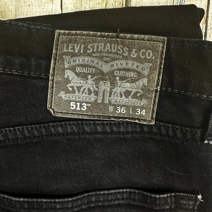 Levis Black 513 Mens Stretch Jeans - Size 36/34 - Jean Pool