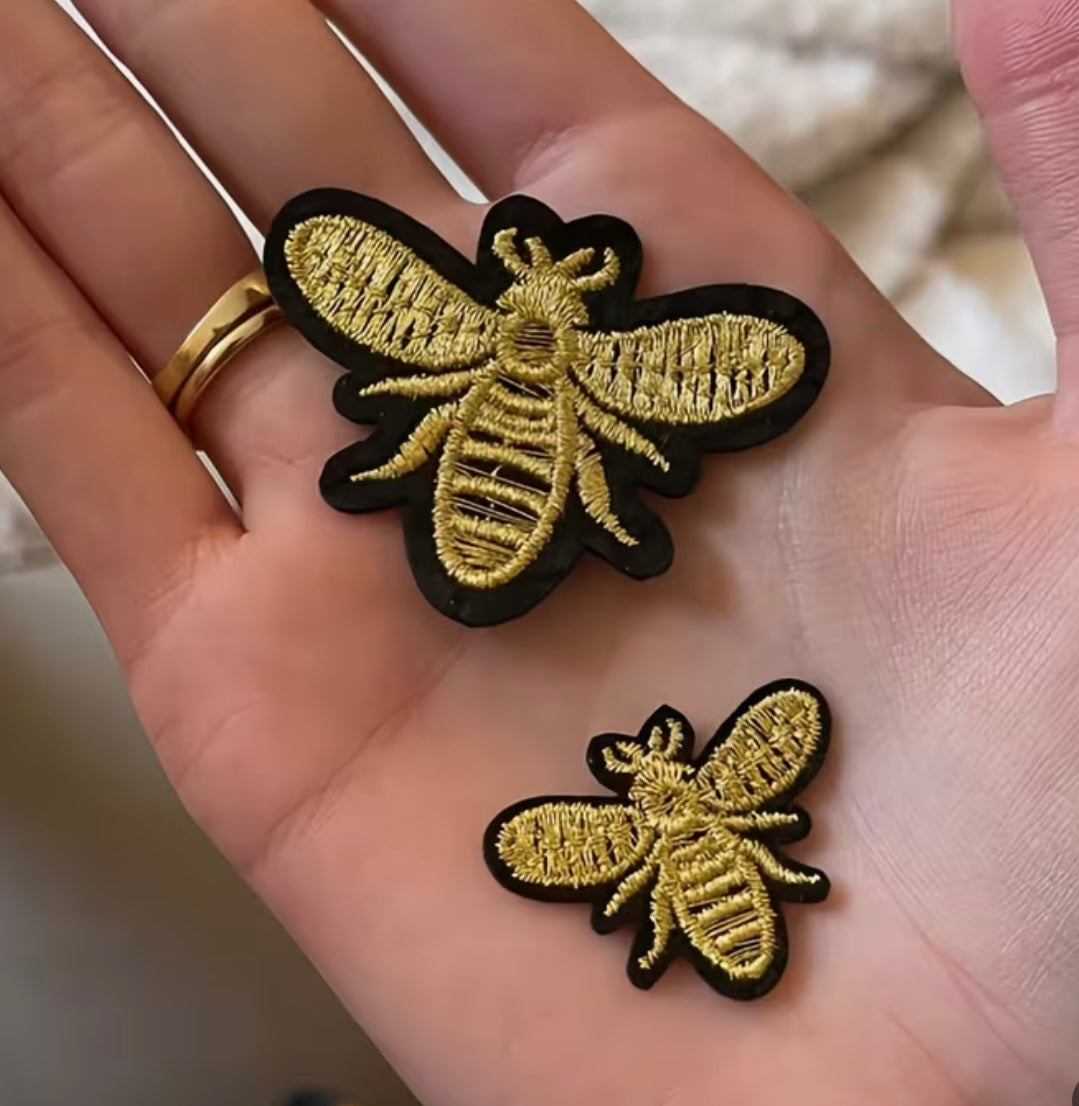 Golden Bee Pair- Embroidered Patch
