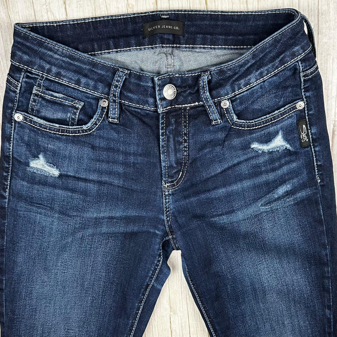 Silver Jeans 'Elyse Skinny' Mid Rise Distress Jeans- Size 26