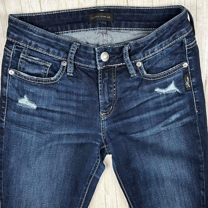 Silver Jeans 'Elyse Skinny' Mid Rise Distress Jeans- Size 26