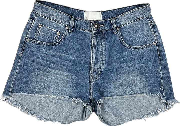 One Teaspoon 'Bandits' Mid Waist Rolled Cuff Denim Shorts  - Size 28"