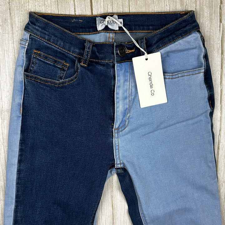 Ghanda Patch Panel 'Mischa' Denim Flare Leg Jeans - Size 8