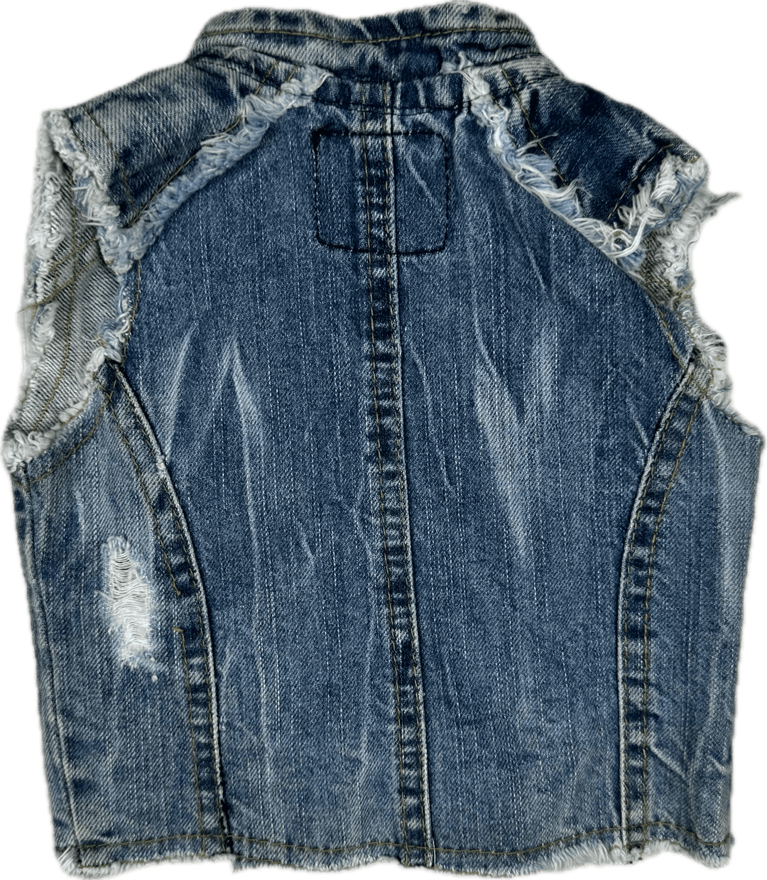 Miss Lu Lu Italian 'Paris' Denim Sleeveless Biker Jacket - Size 6M