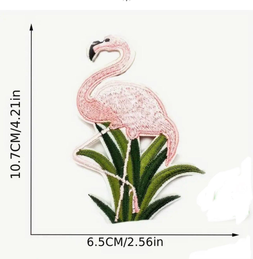 Flamingo in Rushes- Embroidered Cloth Patch - Jean Pool