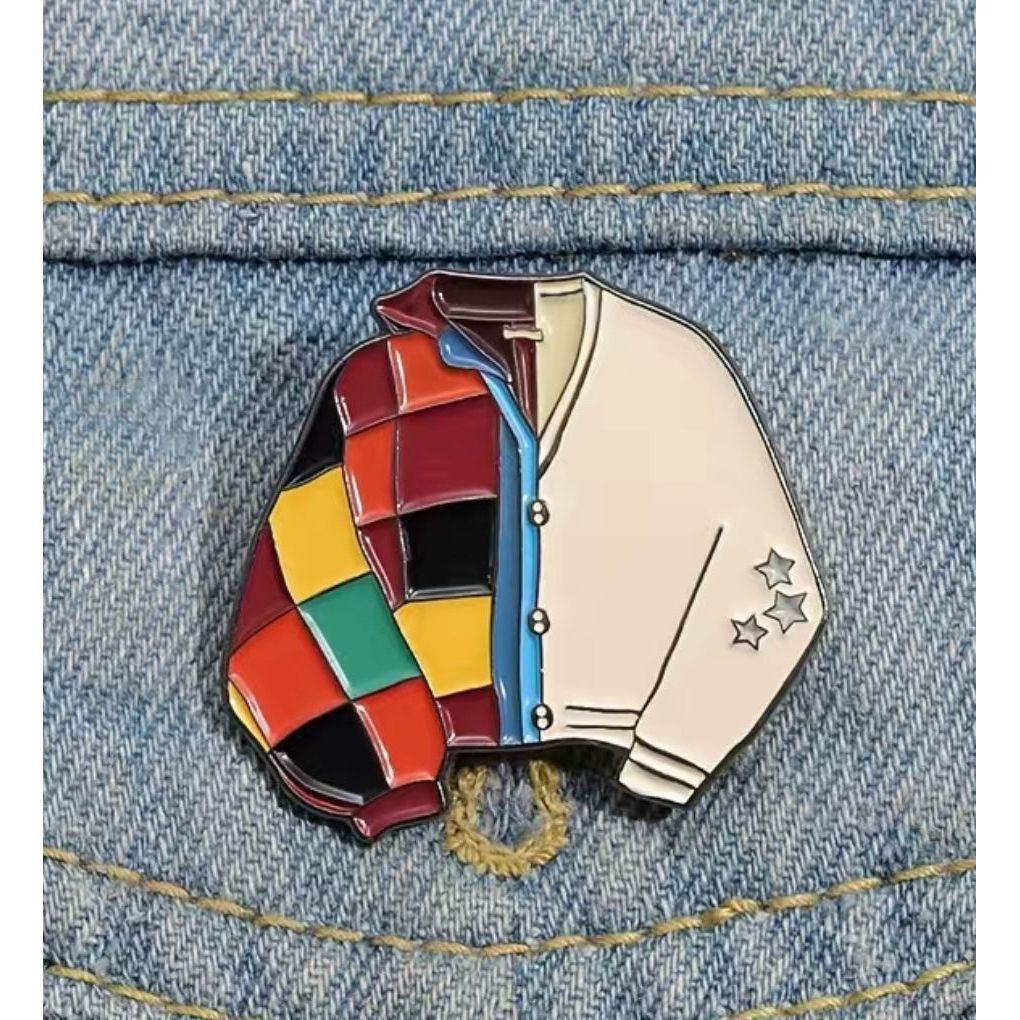 Patchwork/College Jacket- Enamel Pin - Jean Pool