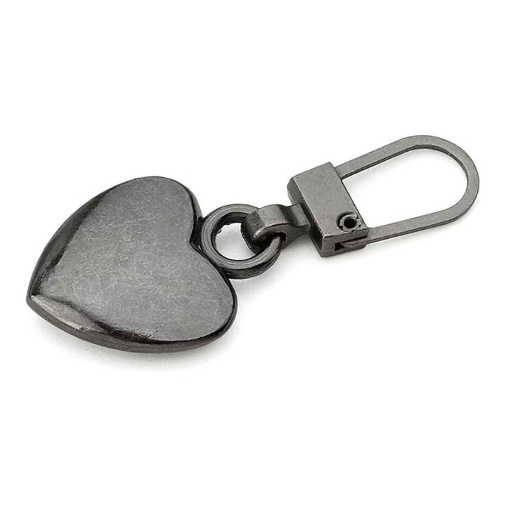 Gunmetal Heart Clip on Zipper Pull Replacement Repair Kit - Jean Pool