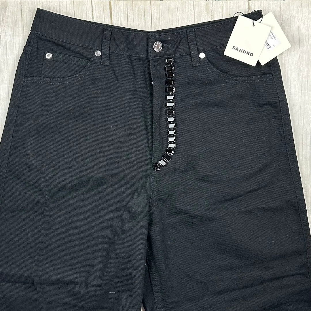 NWT - Sandro Paris 'Andy' Wide Leg Jewelled Jeans - Size 38