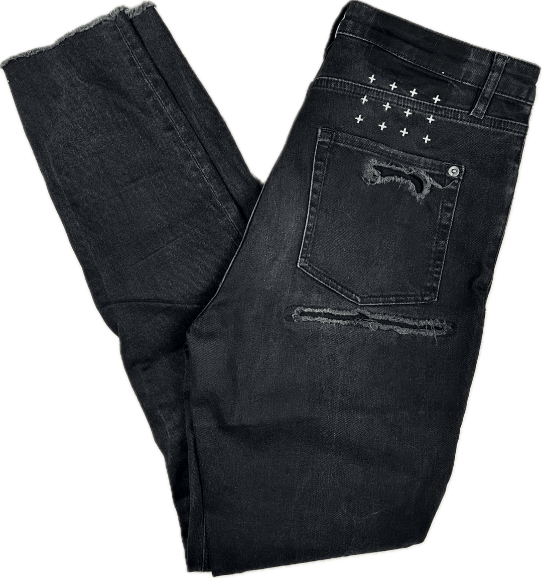 Ksubi High Rise Distressed Black Skinny Jeans - Size 28 - Jean Pool