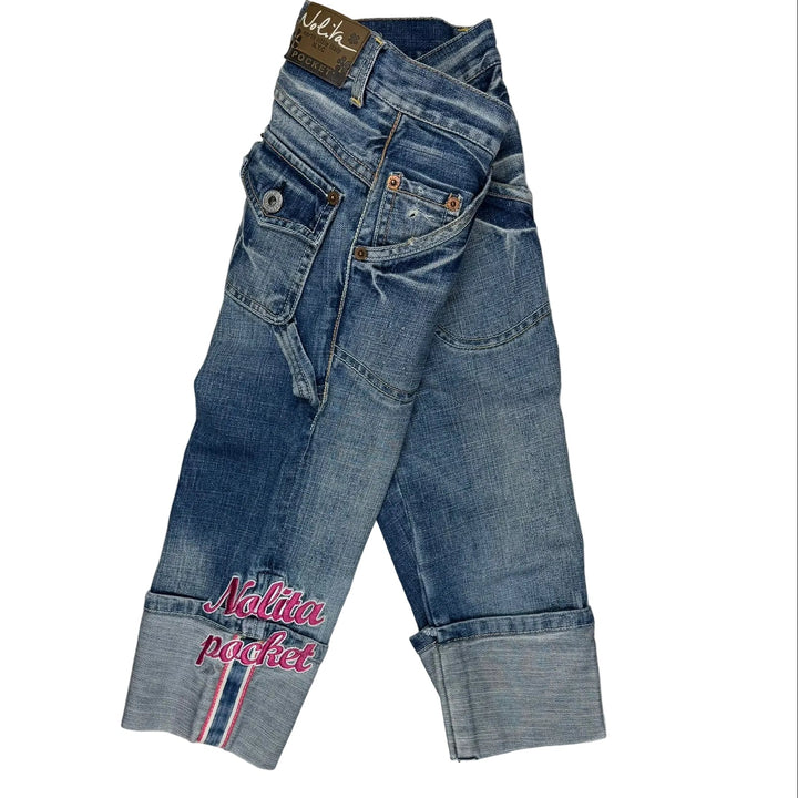 Nolita Pocket Italian Y2K Denim Logo Capri Jeans- Size 8Y