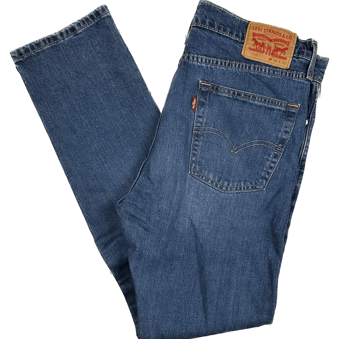 Levis 510 Mens Vintage Wash Slim Fit Jeans -Size 34/32 - Jean Pool