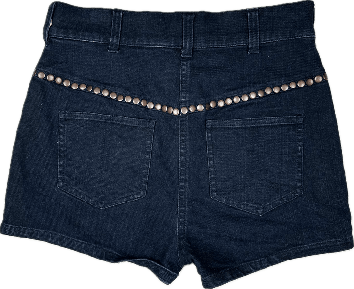 Zimmermann Ladies High Waist Studded Denim Shorts - Size 1