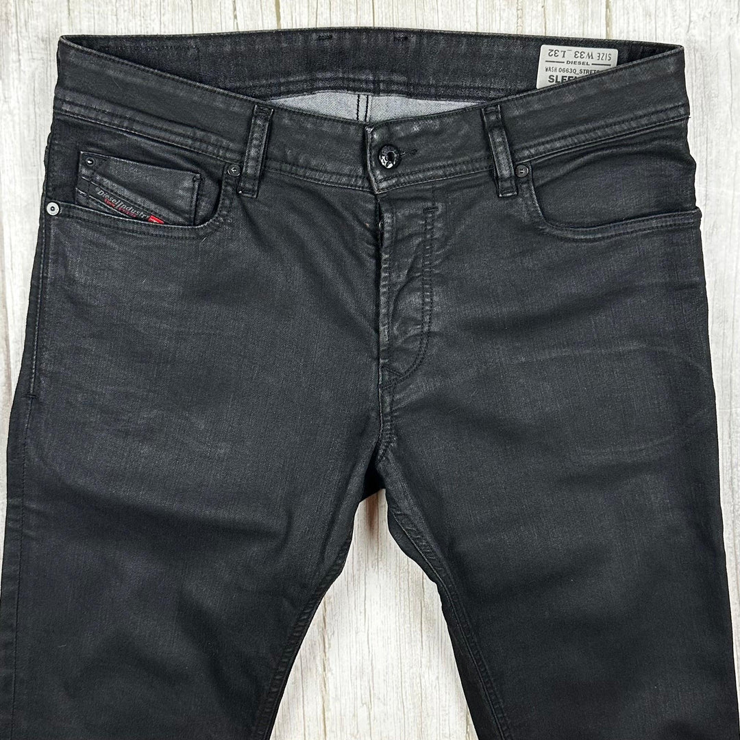 Diesel 'Sleenker' Black Slim Skinny Jeans -Size 33/32