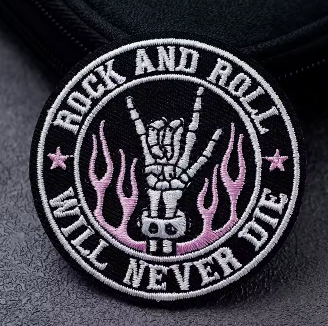 Rock & Roll Will Never Die-  Embroidered Iron On Patch