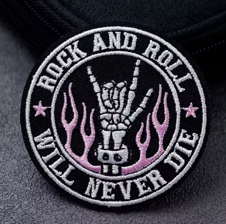 Rock & Roll Will Never Die-  Embroidered Iron On Patch