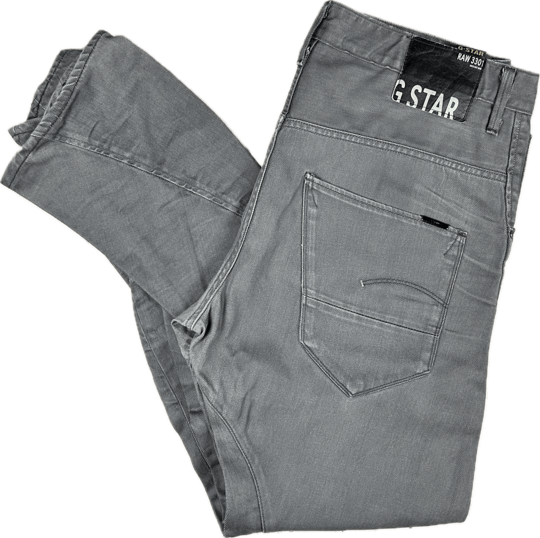 G Star RAW 3301 Mens 3D Grey Tapered Jeans -Size 35/34 - Jean Pool