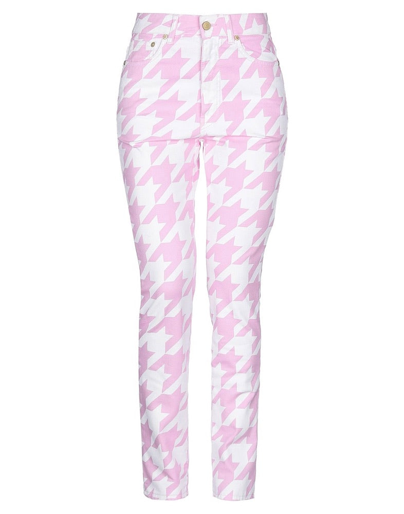 NWT -Chiara Ferragni Pie De Poule Pink Jeans- Size M