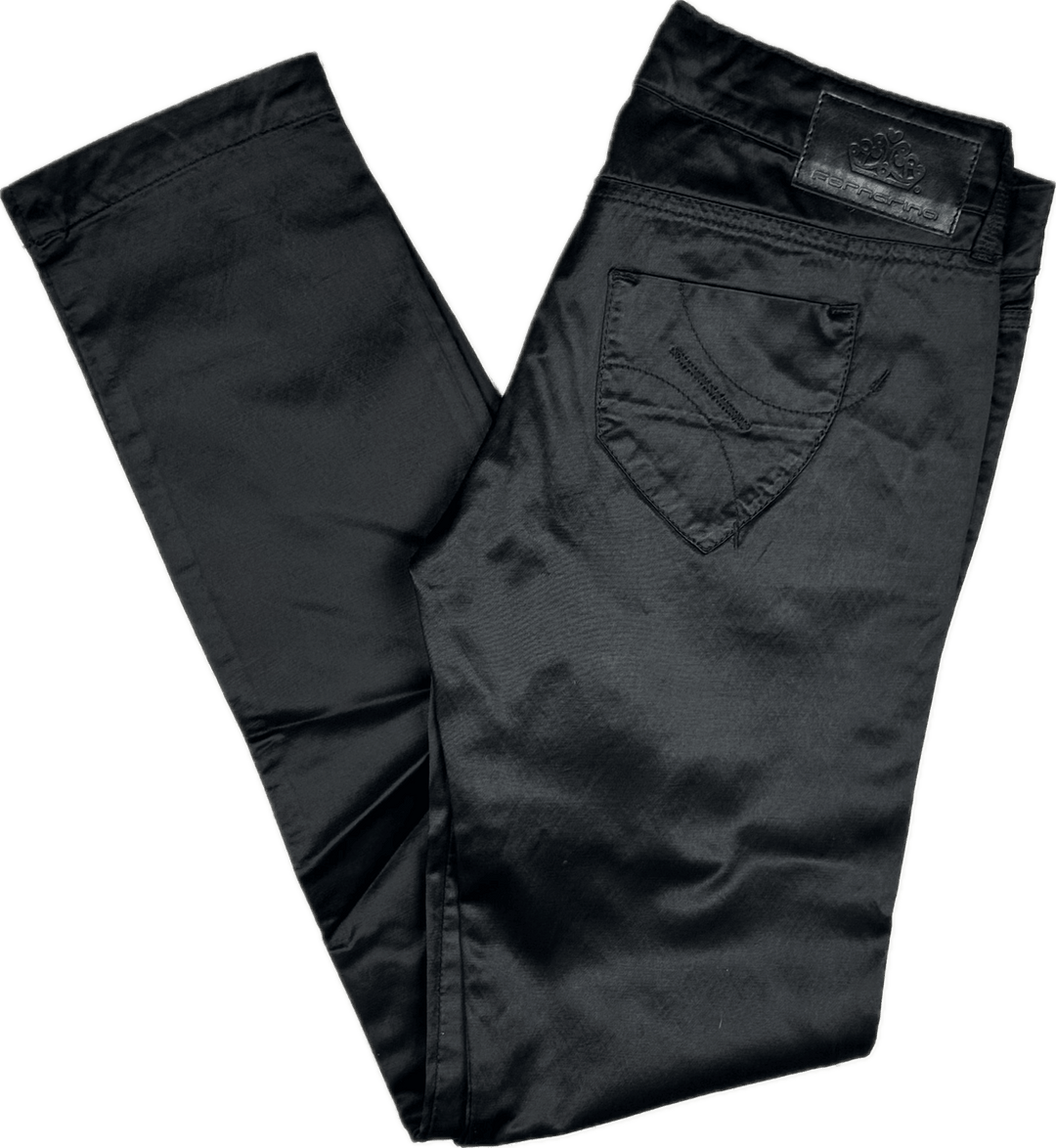 NEW - Fornarina Italian Ladies 'Scarlett' Black Sheen Jeans -Size 29 - Jean Pool