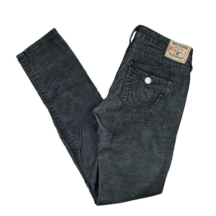 True Religion Charcoal Cord Stretch 'Jodie' Jeans- Size 28
