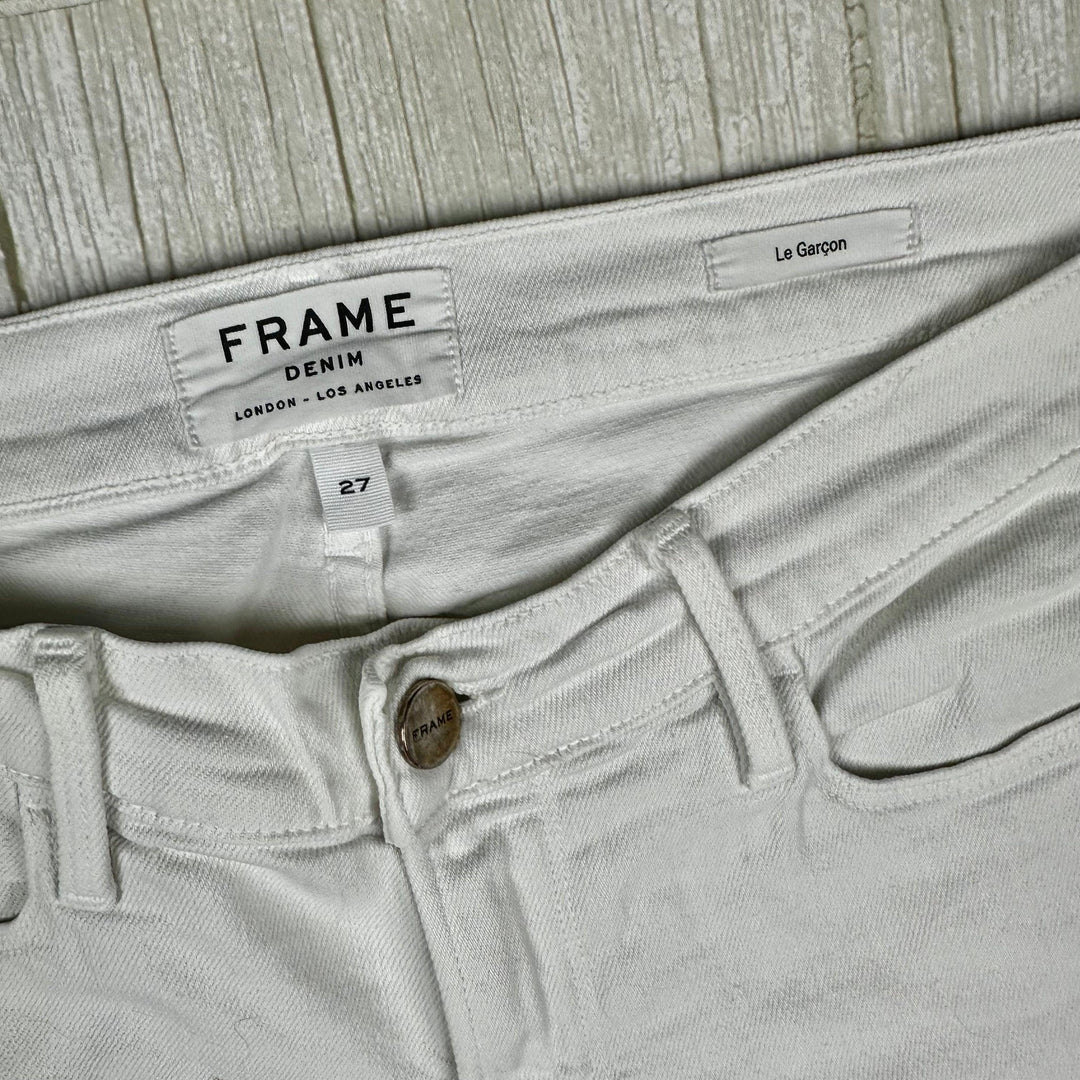 Frame Denim 'Le Garcon' White Tapered Fit Jeans-Size 27 - Jean Pool