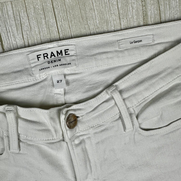 Frame Denim 'Le Garcon' White Tapered Fit Jeans-Size 27 - Jean Pool
