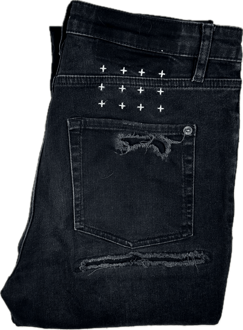 Ksubi High Rise Distressed Black Skinny Jeans - Size 28 - Jean Pool