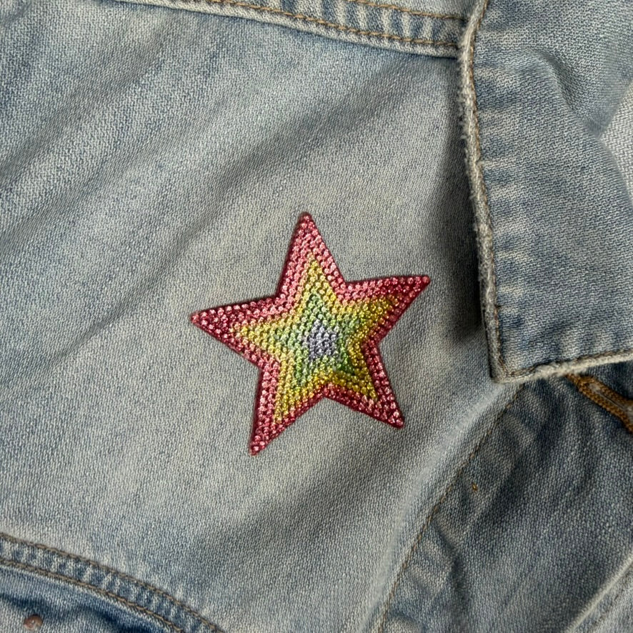 So Gay! Denim & Sequin "Queer all Year" Denim Jacket - Size S