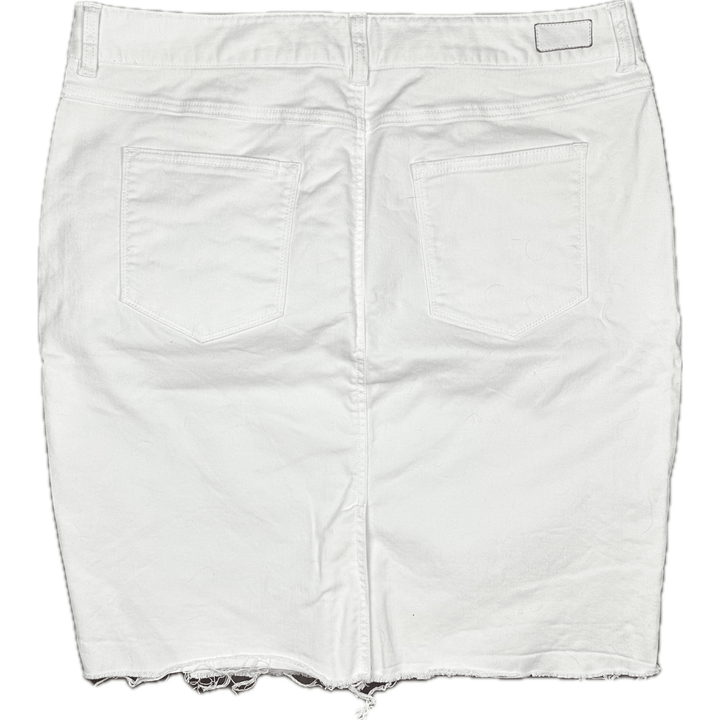 Sportscraft White Denim Raw Hem Skirt - Size 14 - Jean Pool