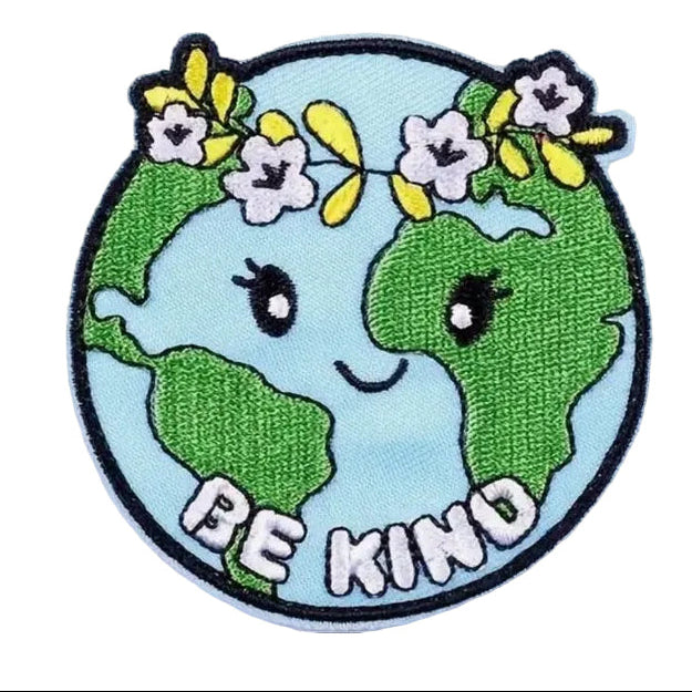 Be Kind-Planet  Embroidered Iron On Patch