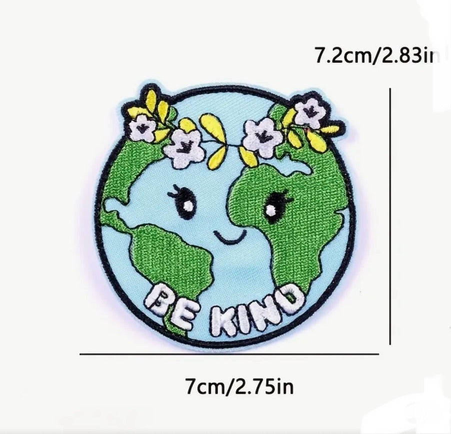 Be Kind-Planet  Embroidered Iron On Patch