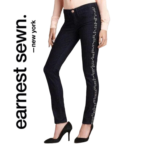 NWT- Earnest Sewn Rose Gold Cross Stitch "ESRA" Skinny Jeans - Size 27