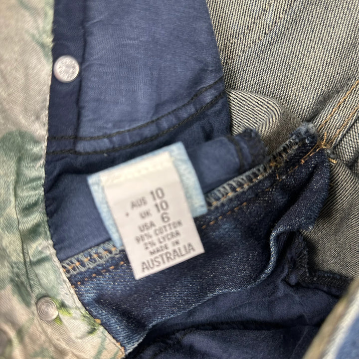 Moss & Spy Slim Straight Stretch Floral Embroidered Jeans- Size 10