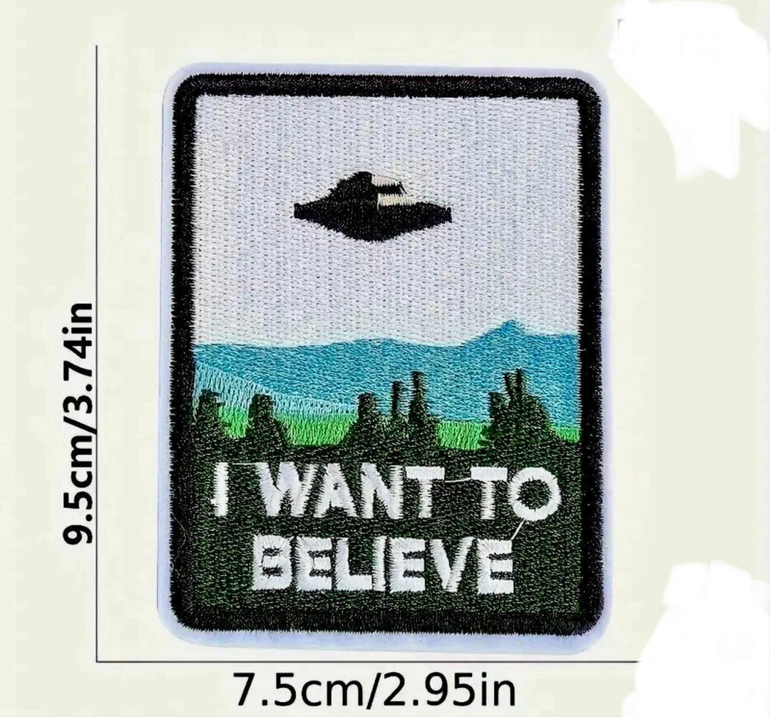 I Want to Believe UFO- Embroidered Cloth Patch - Jean Pool