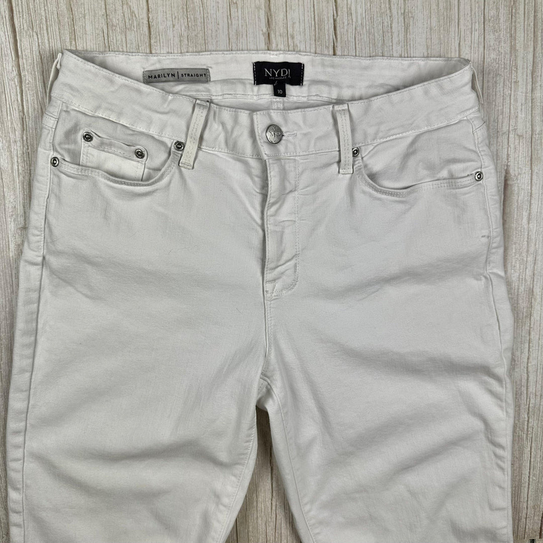 NYDJ - 'Lift & Tuck' MARILYN Straight White Jeans -Size 10US suit 14AU - Jean Pool